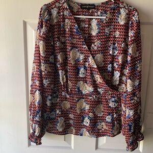 Almost Famous Red and Blue Floral Blouse